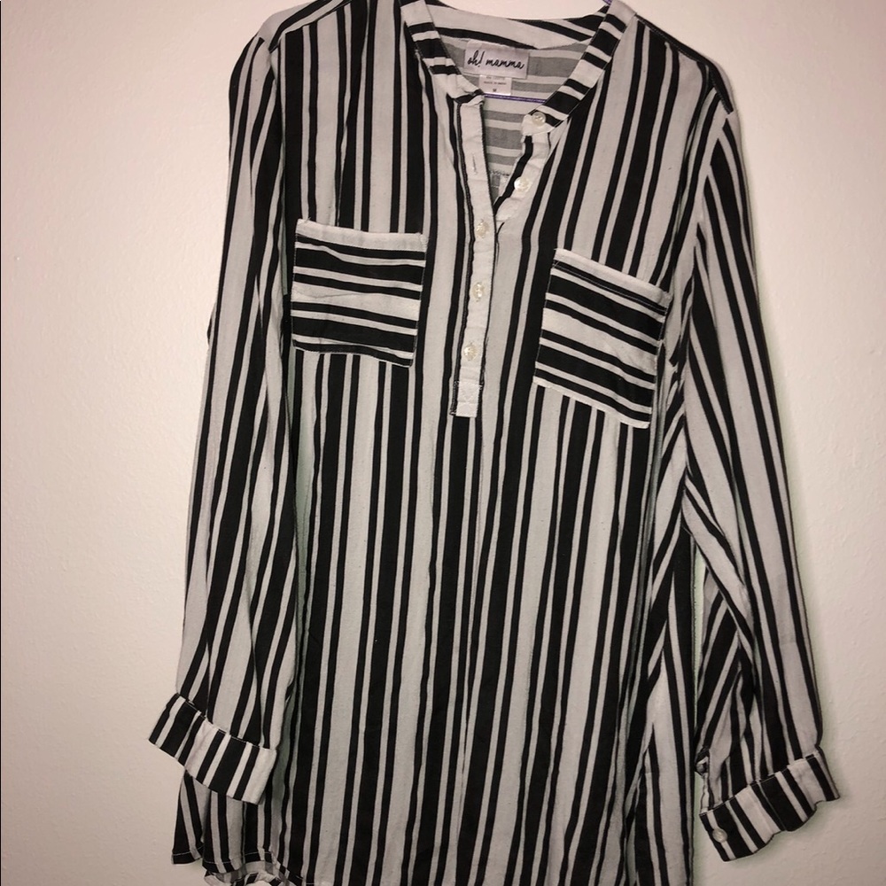 striped 3/4 length sleeve top